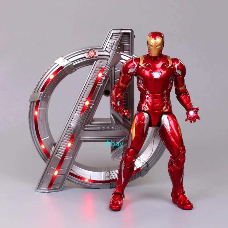 

7"Avengers: Endgame Iron Man Spider-Man Captain America A Word With LED Light rechargeable Base PVC Action Figure Toy BOX H147