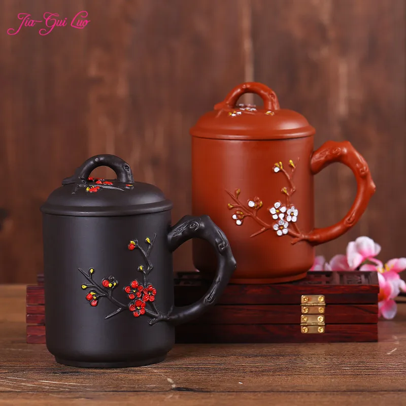 

JIA-GUI LUO 440ML Kitchen bar Tea Mugs Purple Clay Pu'er ceramic cups office cups gift travel kung fu for teas I012