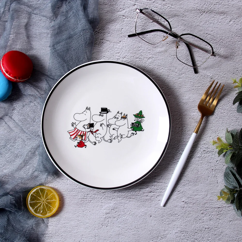 

2pc/lot Creative Diameter cartoon Moomin ceramic plates hotel western plate restaurant steak plate personality dessert cake dish