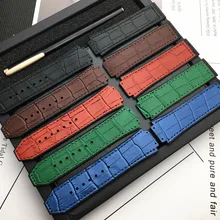 Высокое качество бренда 25*17 мм коровья натуральная кожа с резиновым силиконовым ремешком для часов Ремешок для часов Hublot ремешок для большого взрыва логотип на ремне