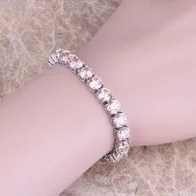 Absorbiendo Brown Morganite 925 Overlay Enlace Pulsera de Cadena de 7 pulgadas Para Las Mujeres S0276
