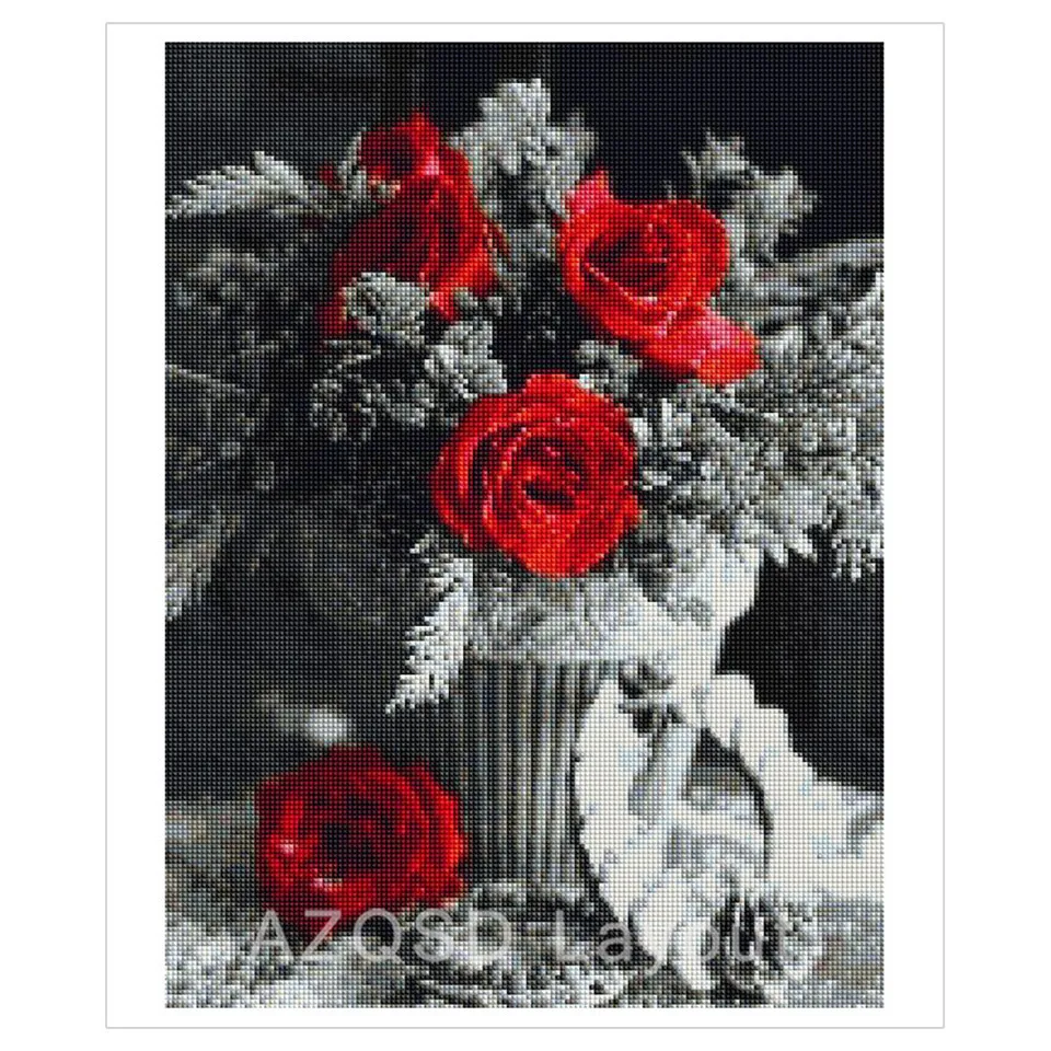 AZQSD полный набор Алмазная вышивка цветок Роза рукоделие алмазная живопись цветочный Декор для дома подарок картина Стразы искусство