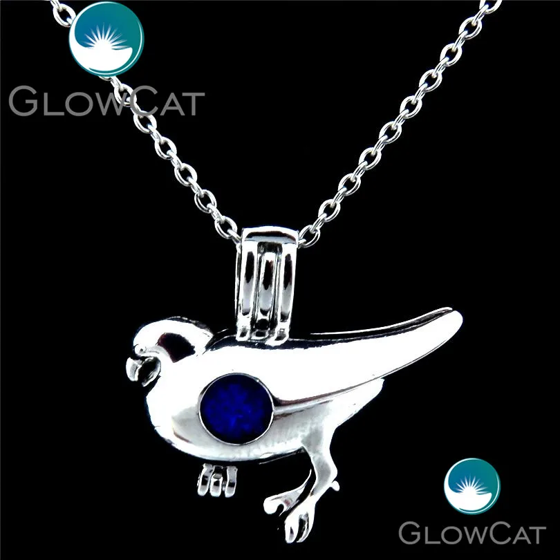 

K336 Trendy Silver Birds Pigeon Stone Beads Cage Locket Necklace Aromatherapy Essential Oil Stainless Chains Necklace