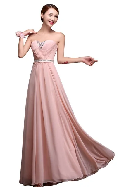Красота Emily розовое платье подружки невесты Шифон Vestidos De Festa Longo вечерние Свадебные Элегантные длина до пола - Цвет: Style C