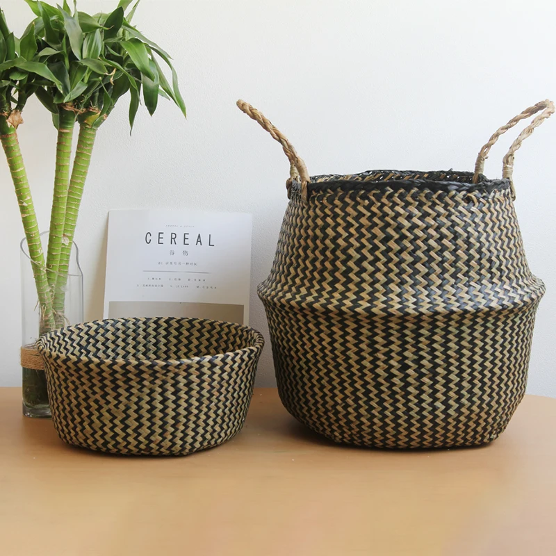 Seagrass Laundry Basket Natural Rattan Flower Basket Vase