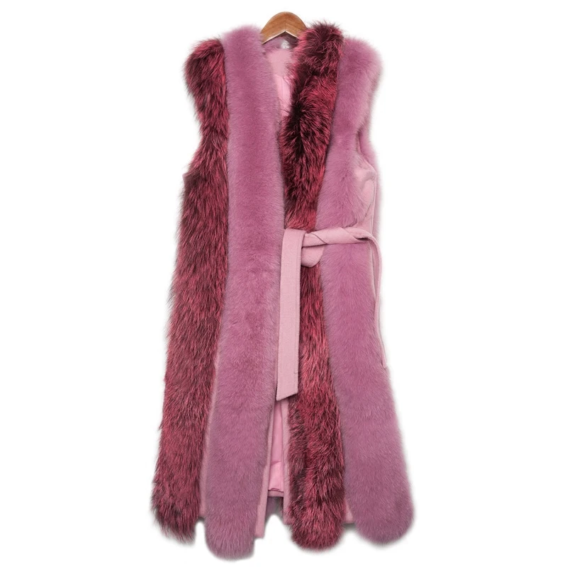 Nouvelle Gilet Conception Réel Fourrure Femmes Longue Manteau Mode Renard 80206d Vêtements Naturel De Élégant Rose Phoenix 7qOAxa07