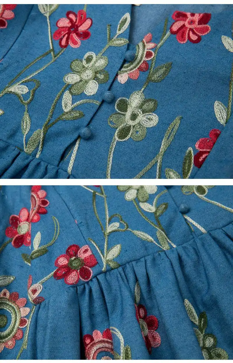 kids flower embroidery dress G3817-17
