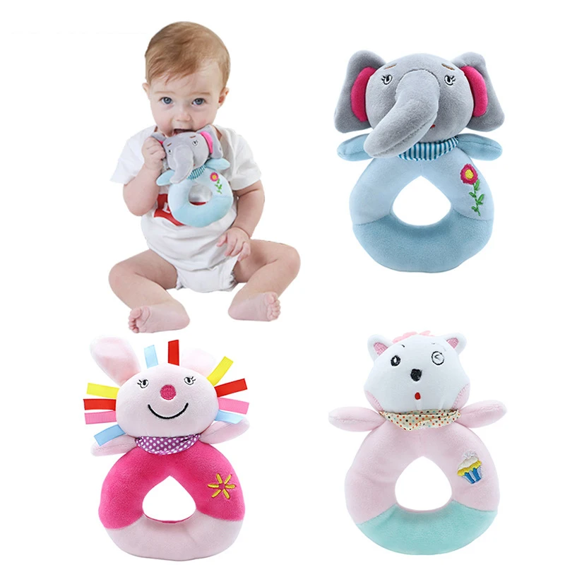 

Baby Cute Animal Rattles Mobiles Toys Infant Hand Bell Newborn Appease Rattle 0-12 Months Plush Toys Early Learning Education