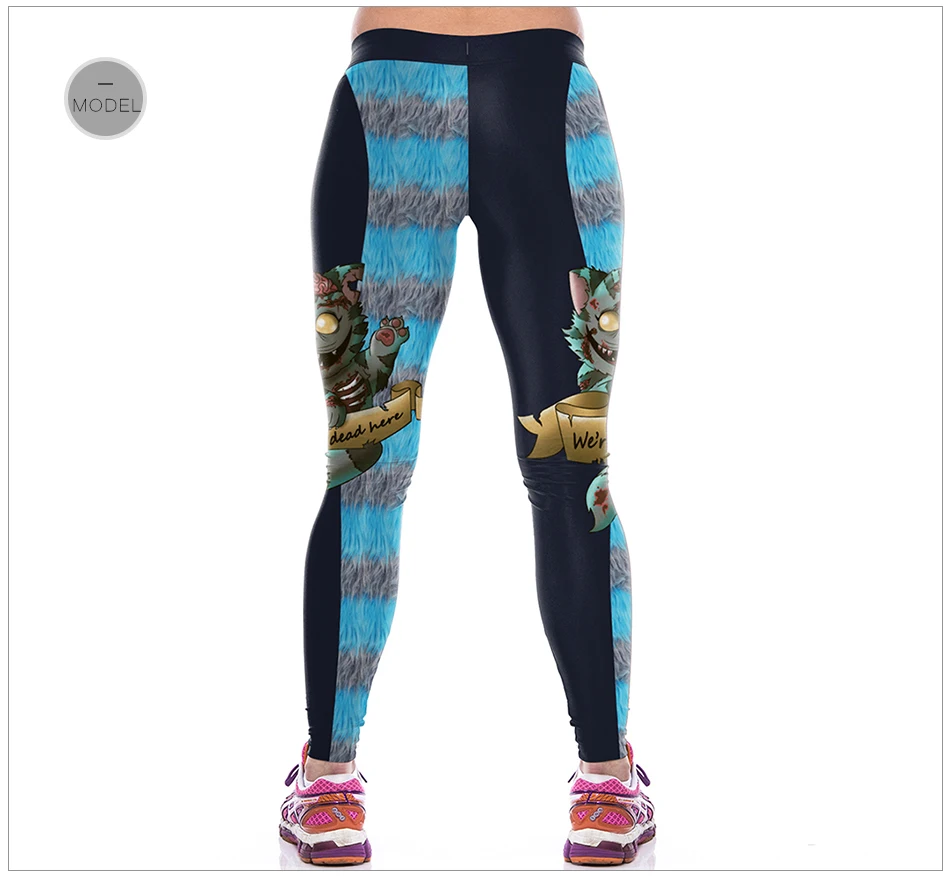 [You're My Secret] Halloween Women Leggings High Waist Silm Fitness Leggins Alice In Wonderland Smile Cat Digital Print Pants seamless leggings