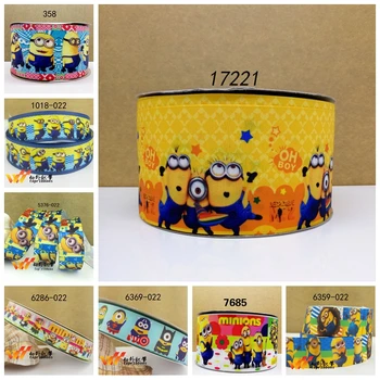 

Free shipping 50 yard per size minions ribbon printed grosgrain ribbon 17221