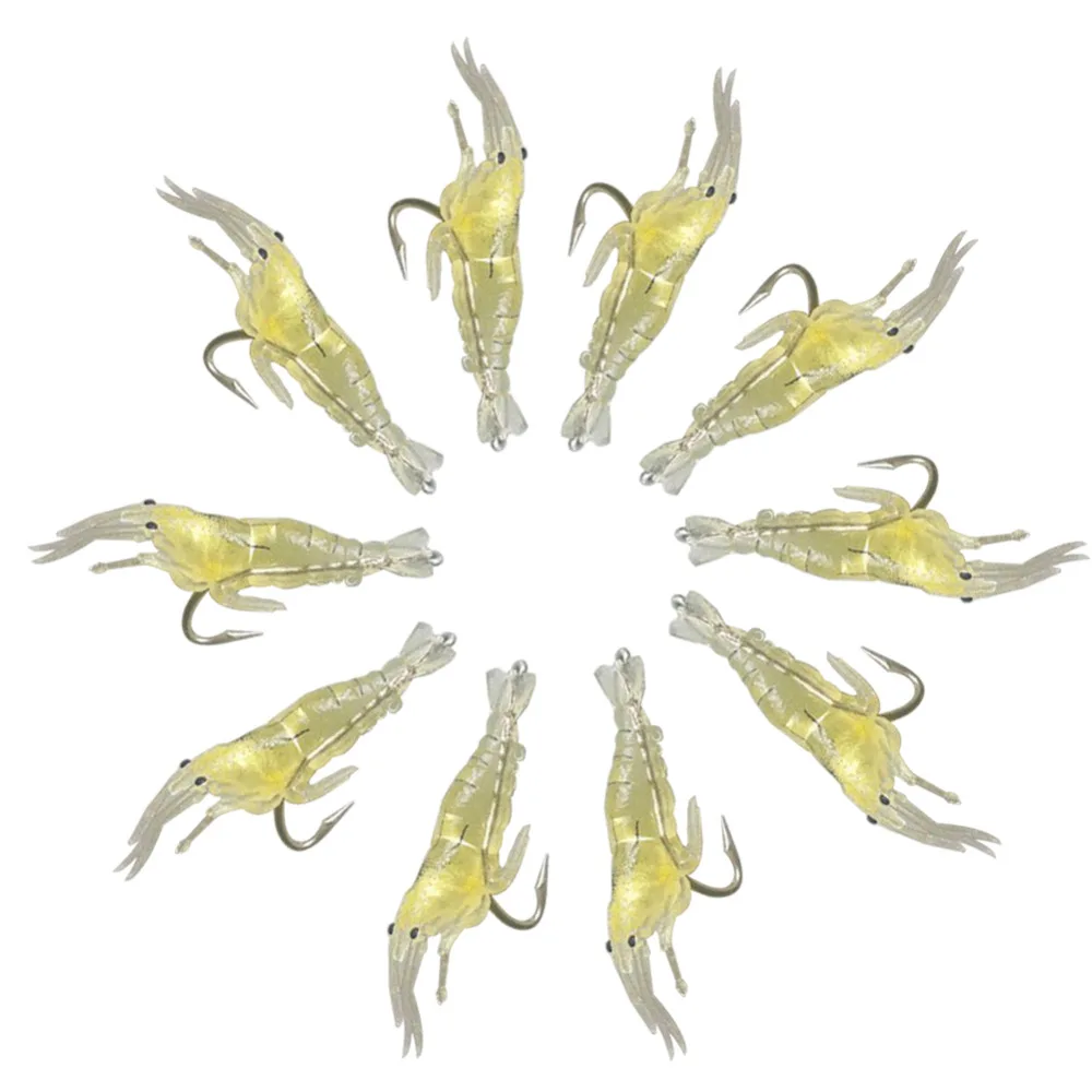 Buy 9Pcs Soft Shrimp Fishing Bait Worm Lures Single Hook Crankbaits Hooks