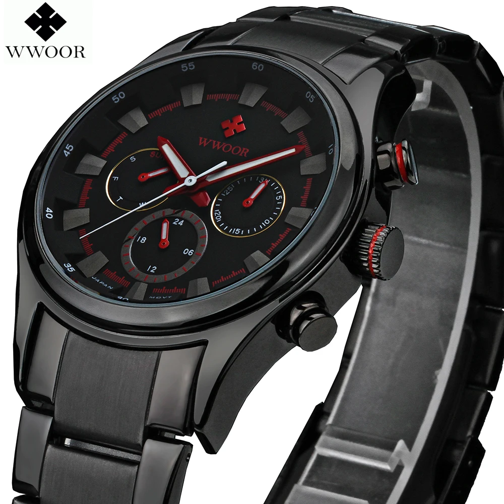 Buy WWOOR Luxury Brand Day Date 24 Hours Clock Quartz