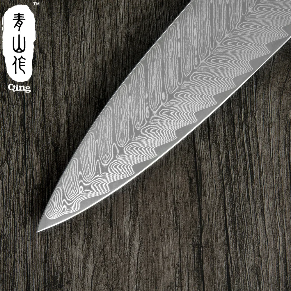 Qing кухонные ножи VG10 Дамасская сталь кухонный нож 8 дюймов шеф повара синяя