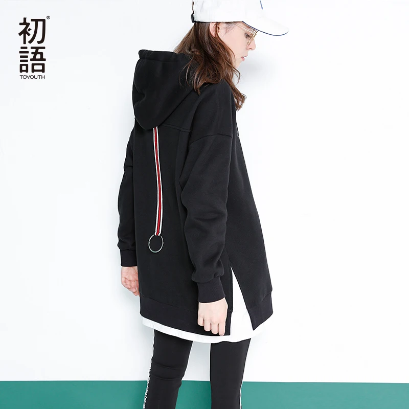 Toyouth Sudadera Mujer 2019 осень зима толстовки с капюшоном Свободные Лоскутные женские