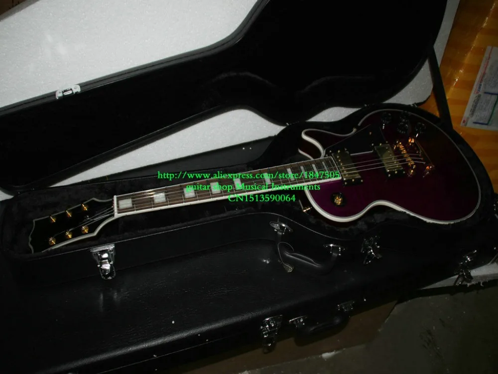 

New Arrival Purple Custom Mahogany Electric Guitar Gold Hardware with case Free Shipping