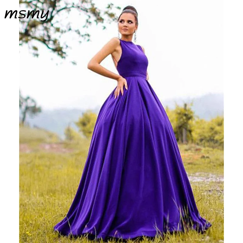Long Satin Open Back Ball Gowns Evening Dresses Formal 2018 119