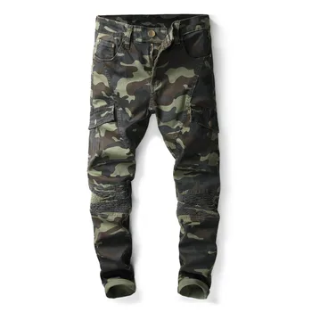 

Hot Sale New Fashion men jeans brand fashion leisure classic camouflage Printed Pockets jeans trousers cool jeans men 8013#