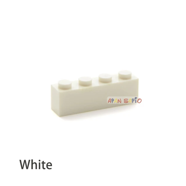 50PCS DIY Building Blocks Thick Figures Bricks 1x4 Dots Educational Creative Size Compatible With Brand Toys for Children 3010 White 50pcs