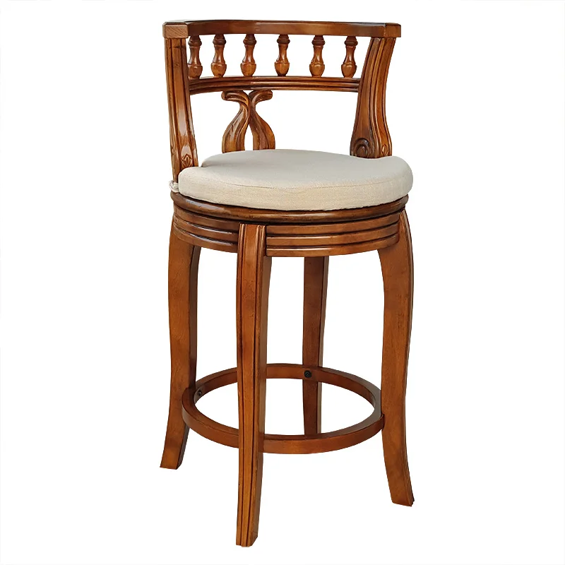 Европейский стиль твердая древесина стул барный Американский высокий барный стул твердой древесины подушки плиты Вращающийся барный стул