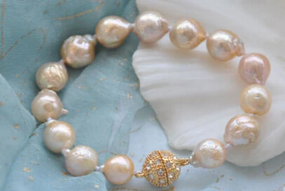 

huij 001672 pink almost round KESHI REBORN PEARL bracelet