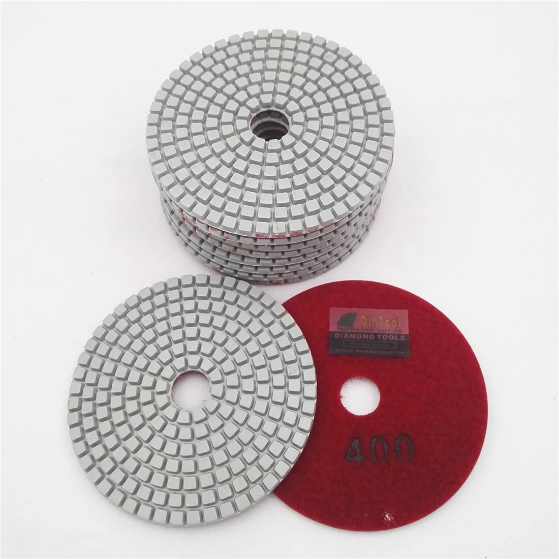 DIATOOL 10pcs #400 Diameter 100mm White Resin Bond Sanding Discs 4 Professional Diamond Wet Polishing Pads