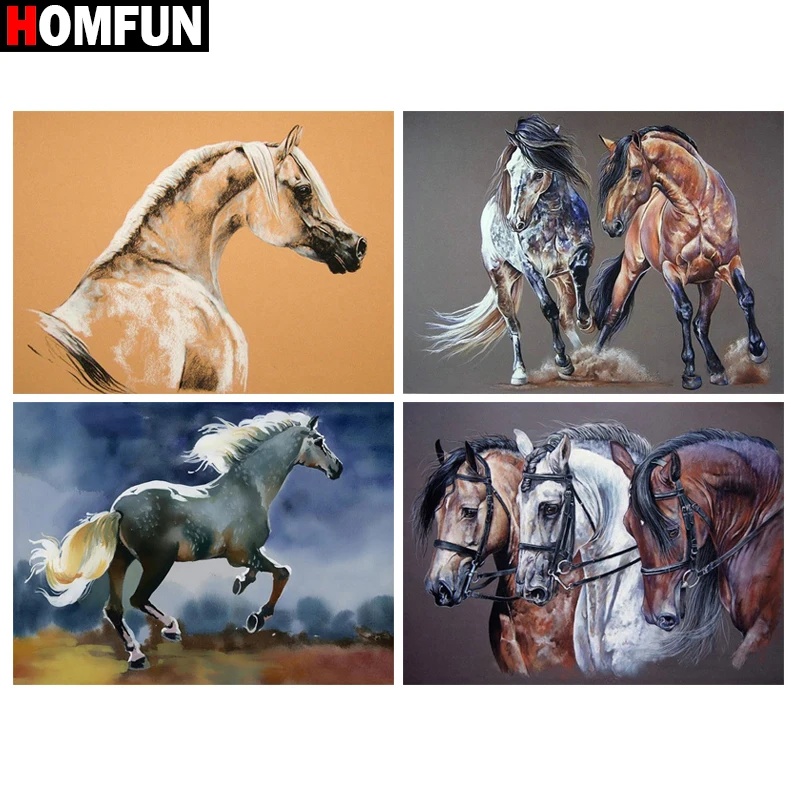 

HOMFUN Full Square/Round Drill 5D DIY Diamond Painting "Animal horse" Embroidery Cross Stitch 5D Home Decor Gift