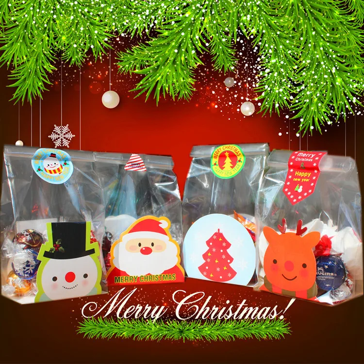 

Christmas Cookie Cellophane Bags Cake Cookies Wrappers -Snacks,Party, Favor,Gift, Wedding, Bread Handmade Plastic Bag 100pcs/lot