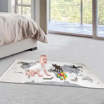 

Newborn Baby White World Map Animal Pattern Mat Children Antiskid Play Carpet 140x90cm Rectangle Infant Crawling Blankets