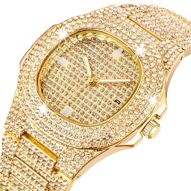 Mens Watches Top Brand Luxury Iced Out Watch Gold Diamond Watch for Men
