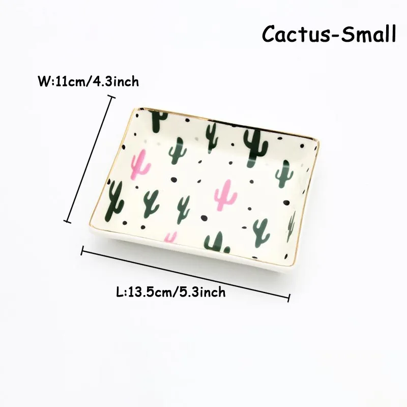 Cactus-small Керамическая прямоугольная тарелка, тарелка для суши, мраморный поднос для еды в скандинавском стиле, гальванизированная тарелка для завтрака, тарелка для пирога, посуда для закусок, 1 шт - Цвет: Cactus-small
