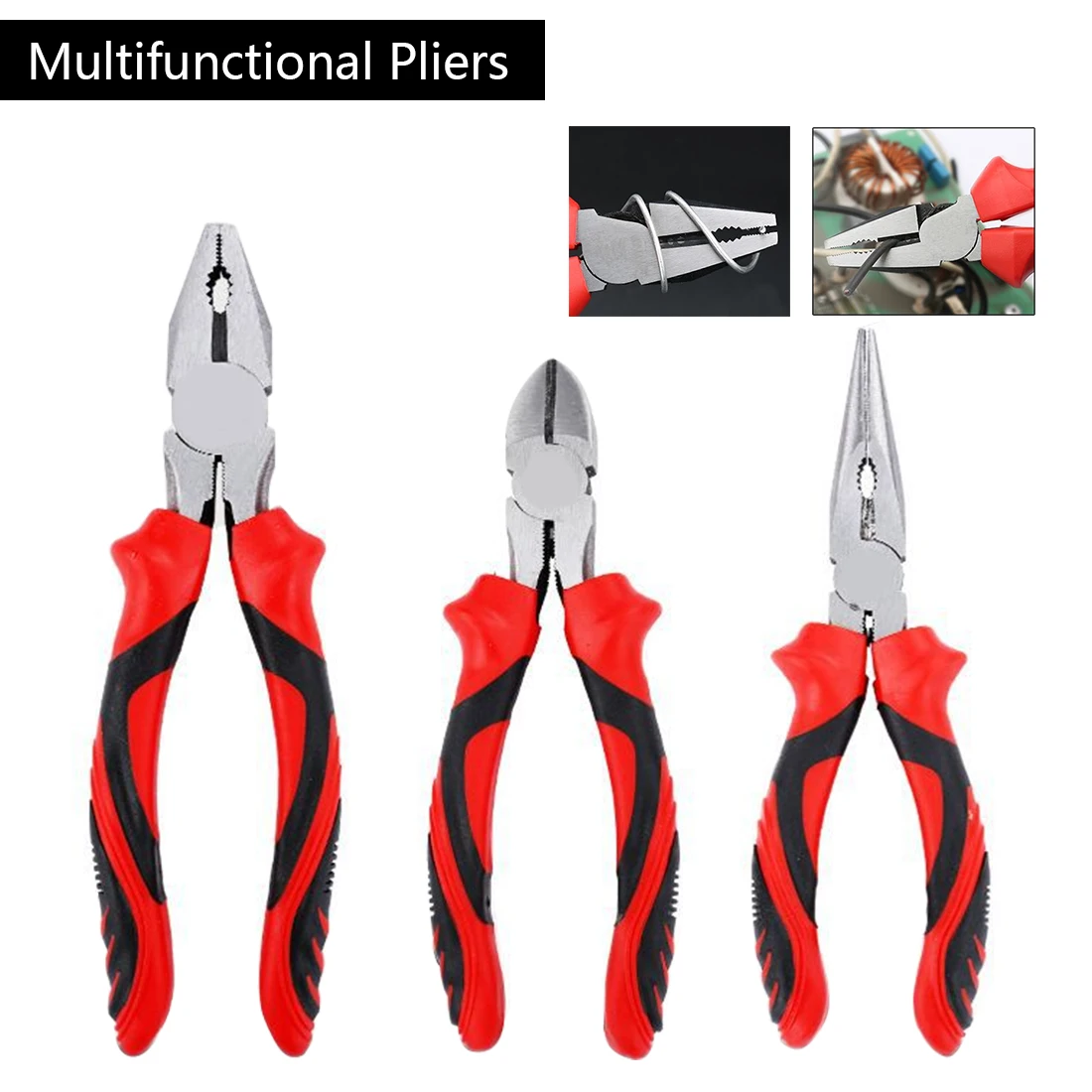 

6''-8'' Multifunction Wire Stripper Cutter Pliers Long Nose Pliers Diagonal Pliers Set for Hand Tool Home Tool
