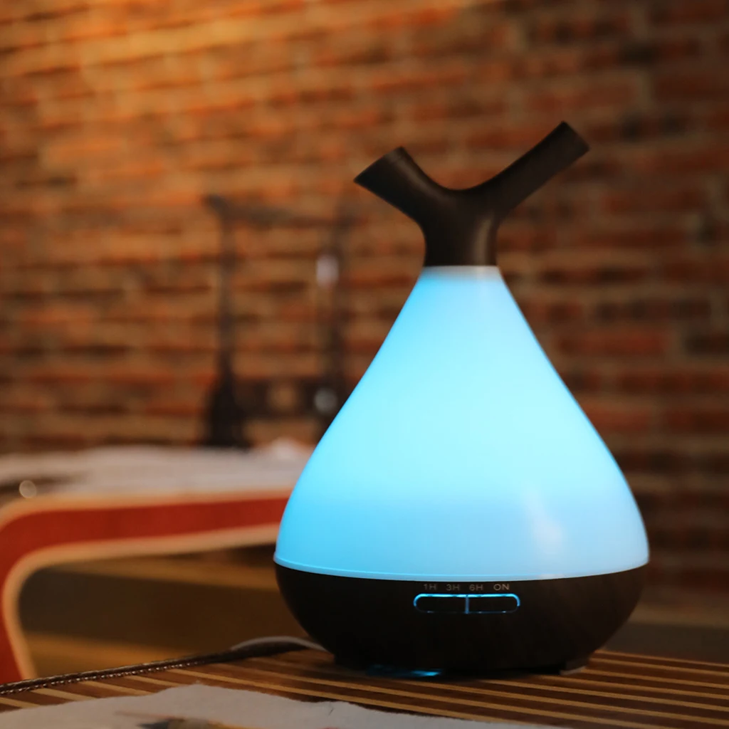 400ML Aromatherapy Essential Oil Aroma Diffuser With Wood Grain Aromatherapy Diffuser 7 Color LED Light For Home Office EU Plug