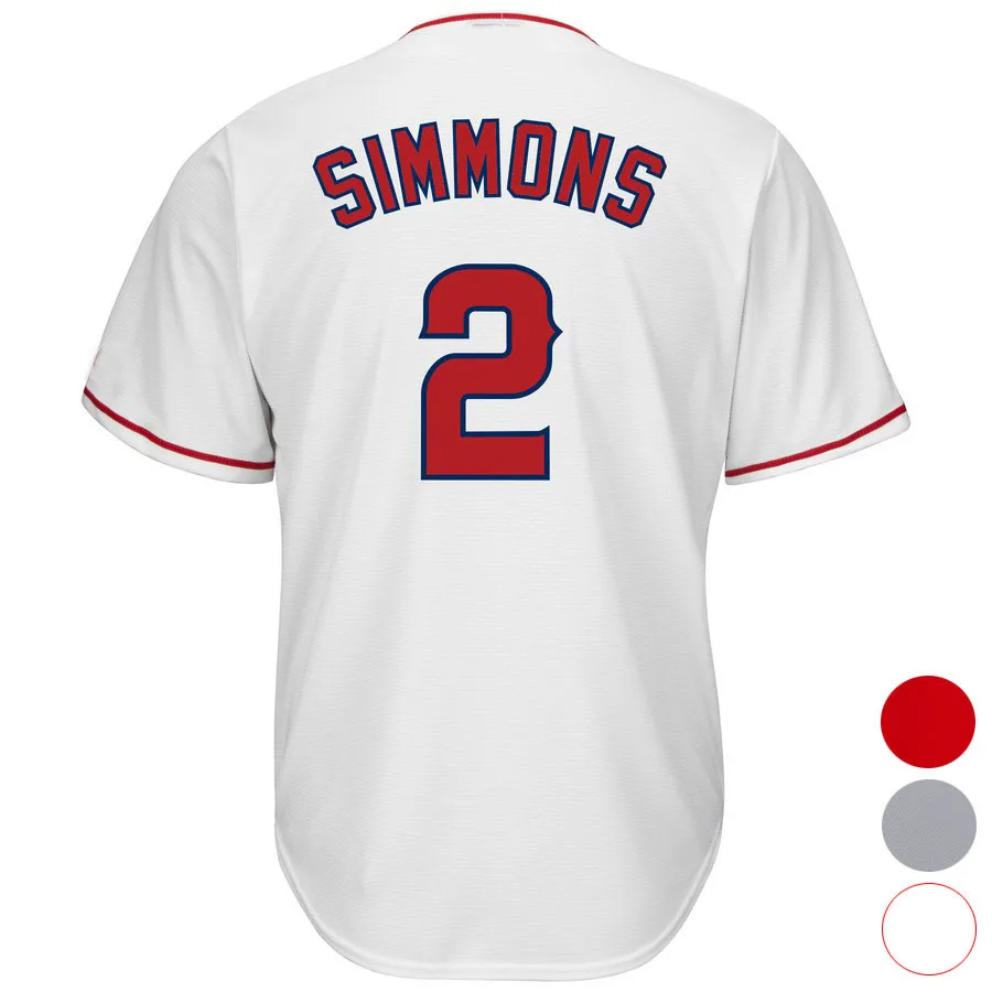 

Mens Los Angeles 2 Andrelton Simmons Baseball jersey (White Gray Red) Cool Player Stitched Jersey Free Shipping