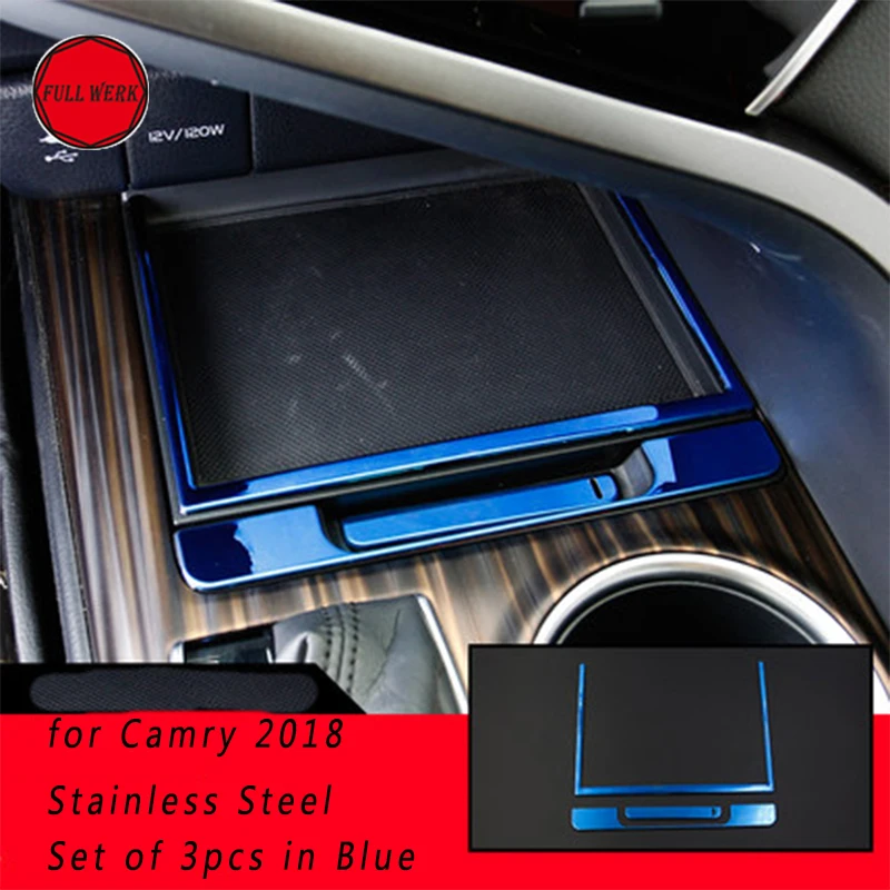 

SS Car Styling Central Console Storage Box Trim for Camry 2018 Interior Decoration Cover Strip Frame Mouldings Accessories