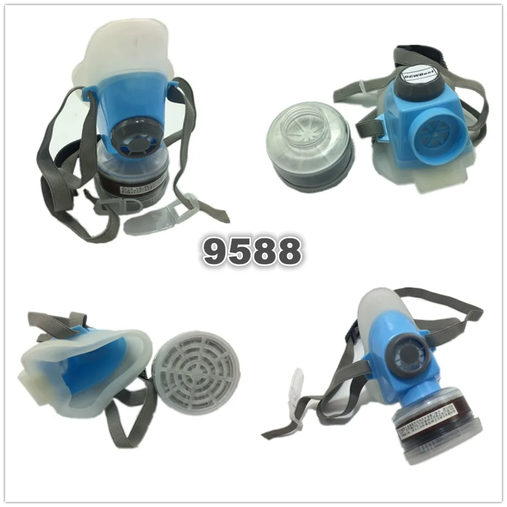 Синяя противогаз аварийная безопасность выживания респираторная противогаз против пыли Краска Респиратор маска с 2 двойными защитными фильтром