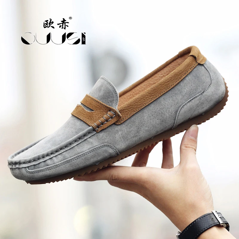 Redonda Dos Couro Homens Ervilhas Maré 2019 Cabeça Sapatos gray Pé Coreana Versão Nova black Preguiçoso Primavera Um De Inglaterra Casuais Do Selvagem Khaki SS84q0