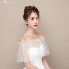 LZP091 Свадебные Болеро цвета слоновой кости с открытыми плечами