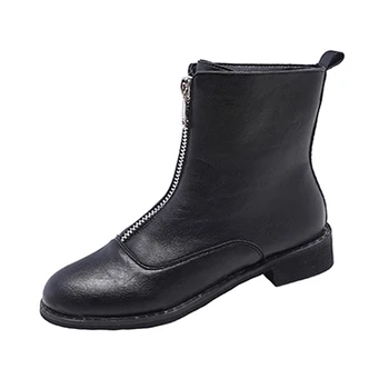 

women ankle boots fashion round toe metals decoration zipper old line casual ladies zapatos de mujer fashion women ankle boots