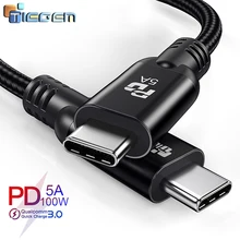 Кабель TIEGEM 3,1 usb type C-usb type C для samsung Galaxy S9 S10 Plus PD 100W QC3.0 5A Quick Charge 10GB usb-c-usb-c