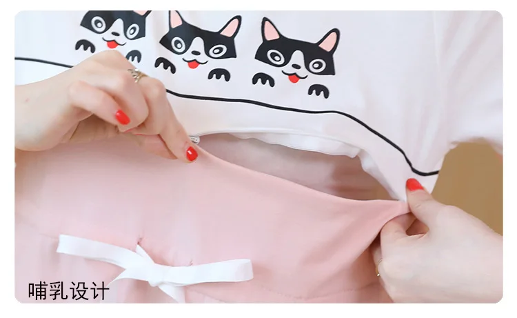 Hot Selling Short-sleeve Long Breastfeeding Dress 2019 Summer Korean Stitching Tether Nursing Dress for Pregnant Women QL8873