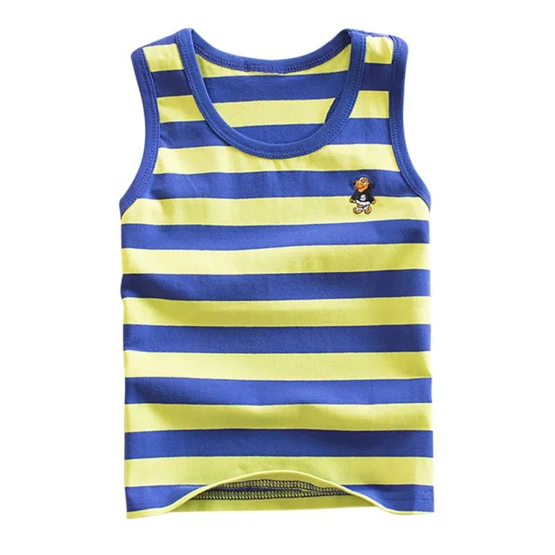 4 Striped Girls Boys Vest Sleeveless Tanks Tops For Girl Combed Cotton Kids Vest Camisoles Shirt Underwear