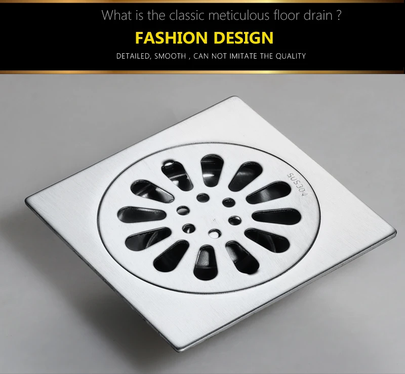 Floor Drain SUS304 Square Shower Drainer Grate Waste Tile Insert Square Floor Waste Grates Bathroom Drains Drain Strainers (9)