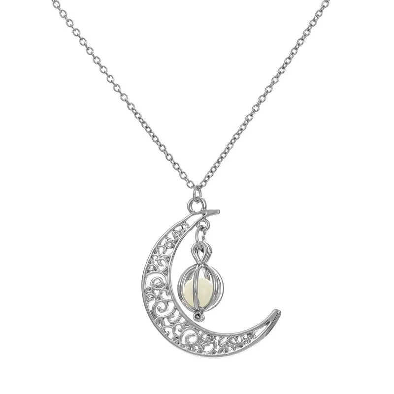 Christmas Gift Glow Necklace Cresent Moon Necklace Jewelry Luminous Dangle Pendant with Glow In the Dark (3)