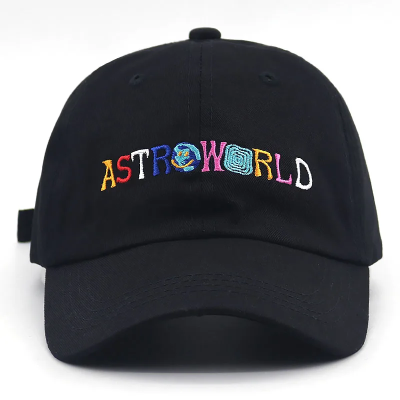 Новинка Travi$ последний альбом ASTROWORLD бейсбольная кепка хлопок Регулируемая Хип-хоп snapback шляпа мода папа шапки унисекс - Цвет: Черный