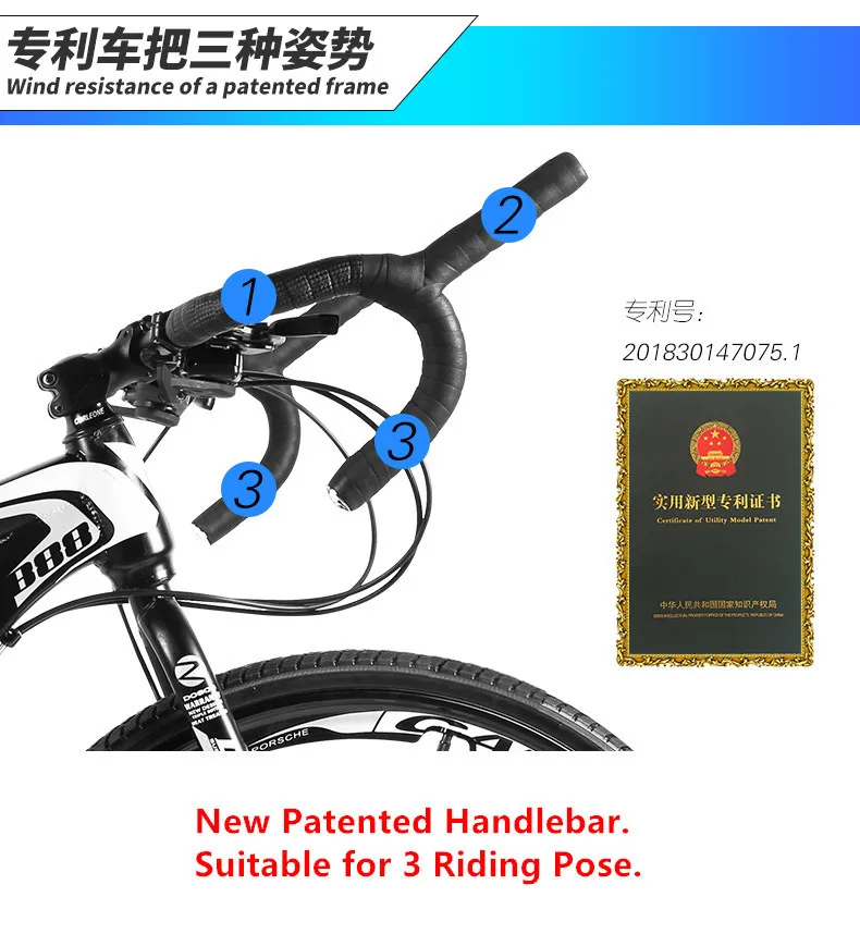 Cheap New Brand Road Bike Carbon Steel Frame Patent Handlebar Cycling Racing Bicycle Shiman0 30 Speed Sports Disc Brake Bicicleta 15