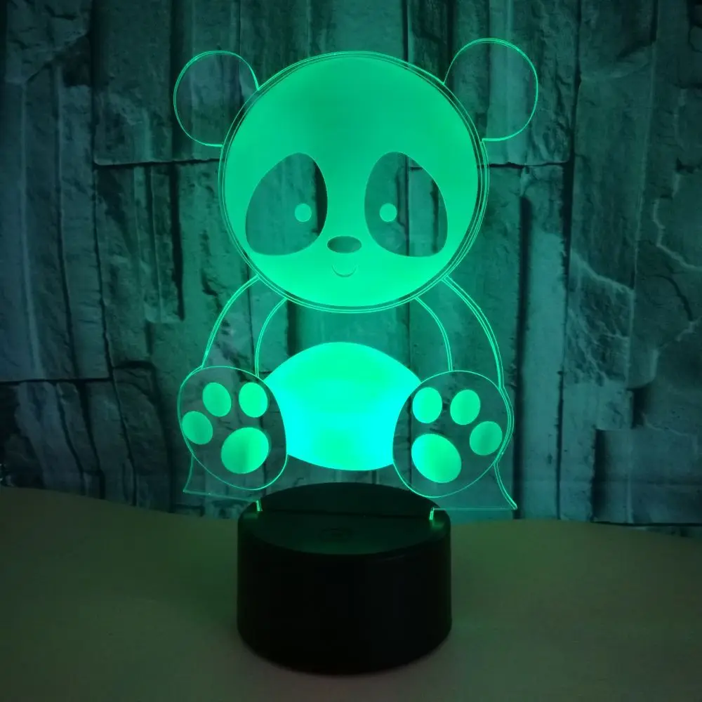 Милая Панда 3D ночник креативная электрическая Иллюзия 3d лампа светодиодный 7 цветов Изменение USB настольная лампа с сенсорным управлением для детского подарка