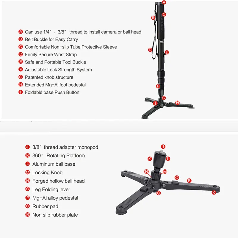 KINGJOY официальный MP3008+ VT-3510 монопод Dslr профессиональная камера штатив Стенд видео Para Movil Гибкий штатив все модели