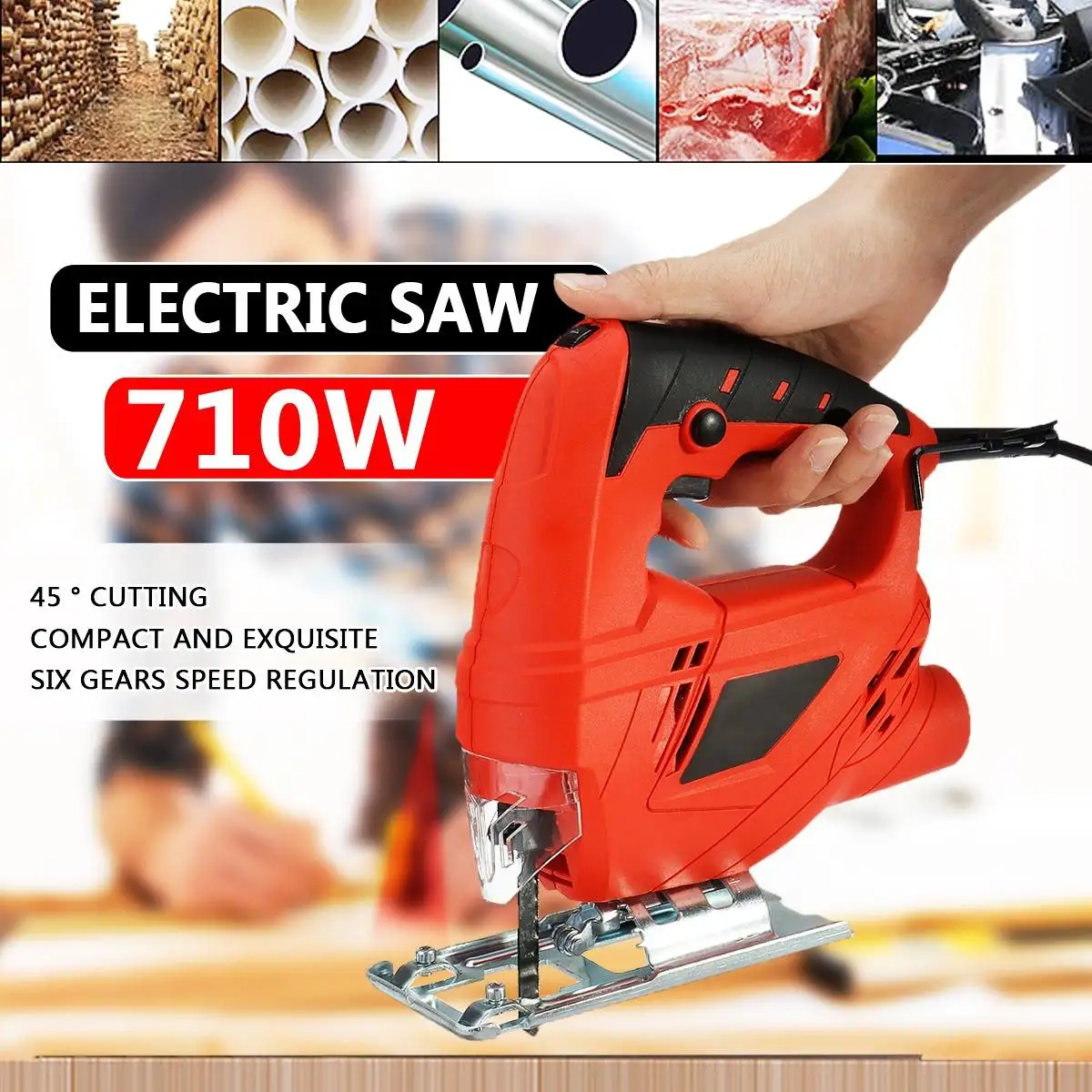 

Doersupp EU Plug 220V 710W Multifunctional Electric Saws Woodworking Home Manual Saw Tool Serra Circular With 10pcs Saw Blades