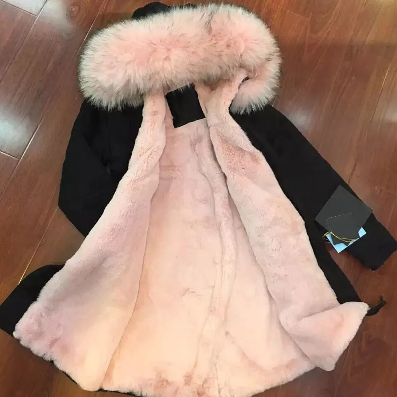 Special Price Black womens winter jackets with big Pink raccoon fur hooded Pink faux fur coats Long Special Price Black womens winter jackets with big Pink raccoon fur hooded Pink faux fur coats Long