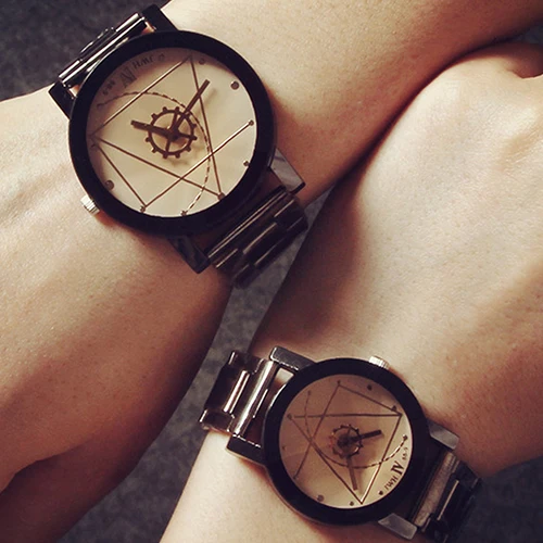 Men's Women's Lover Compass Hands Stainless Steel Band Analog Quartz Wrist Watch Men's Women's Lover Compass Hands Stainless Steel Band Analog Quartz Wrist Watch